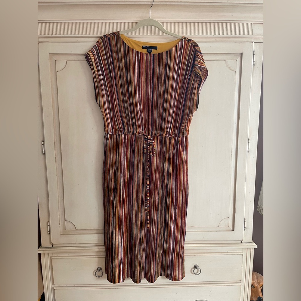 MAGGY LONDON Striped Dress Women’s Sz 6 Multicolor Retro 70’s Boho Pockets